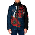 Carlton Blues ANZAC Personalised Padded Jacket Lest We Forget Poppy Camo