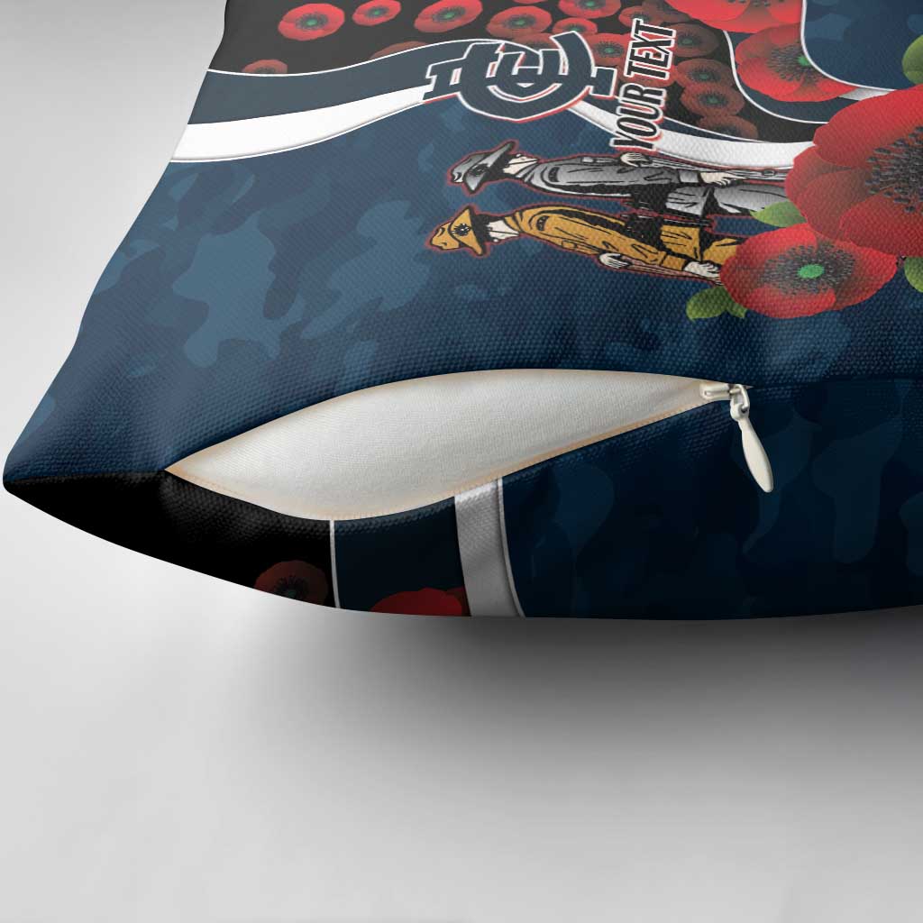 Carlton Blues ANZAC Personalised Pillow Cover Lest We Forget Poppy Camo