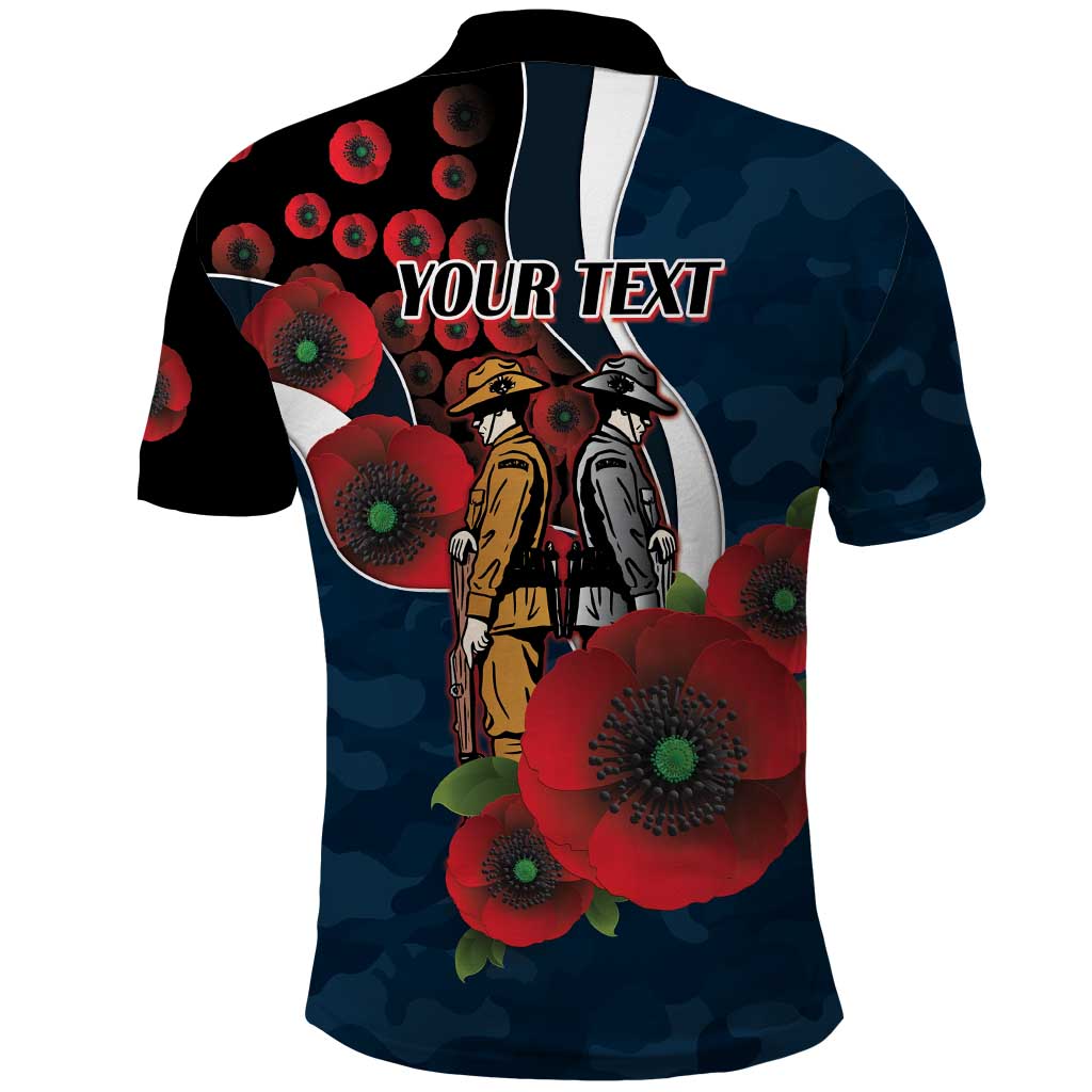 Carlton Blues ANZAC Personalised Polo Shirt Lest We Forget Poppy Camo
