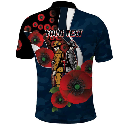 Carlton Blues ANZAC Personalised Polo Shirt Lest We Forget Poppy Camo