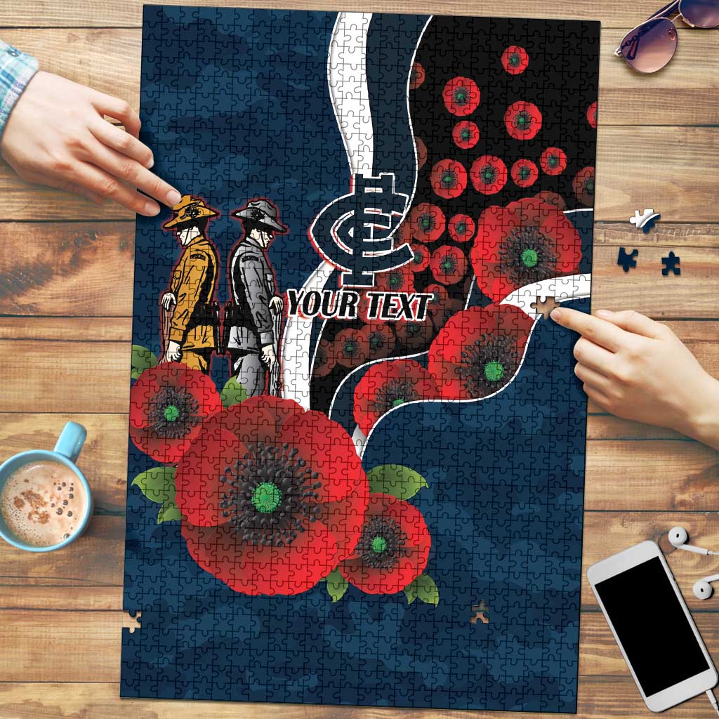 Carlton Blues ANZAC Personalised Puzzle Lest We Forget Poppy Camo