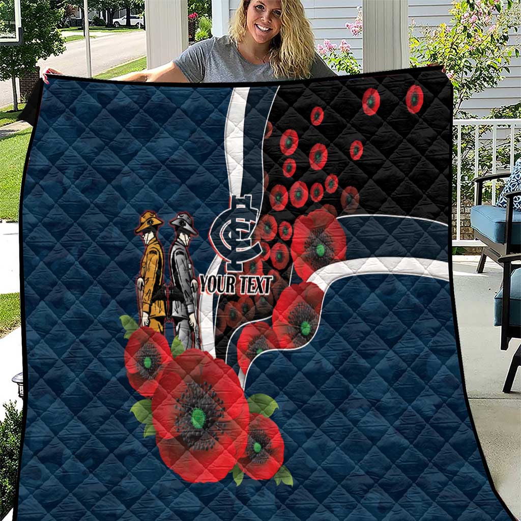 Carlton Blues ANZAC Personalised Quilt Lest We Forget Poppy Camo