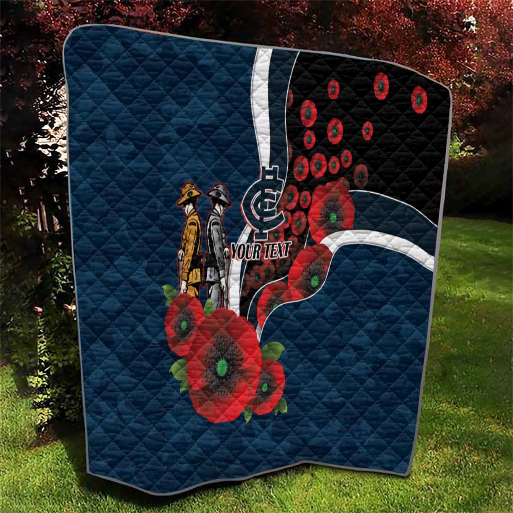 Carlton Blues ANZAC Personalised Quilt Lest We Forget Poppy Camo
