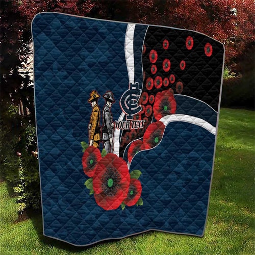 Carlton Blues ANZAC Personalised Quilt Lest We Forget Poppy Camo