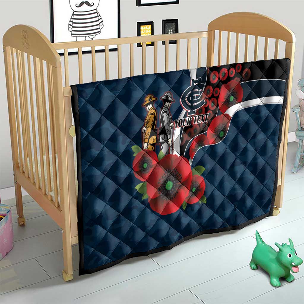 Carlton Blues ANZAC Personalised Quilt Lest We Forget Poppy Camo
