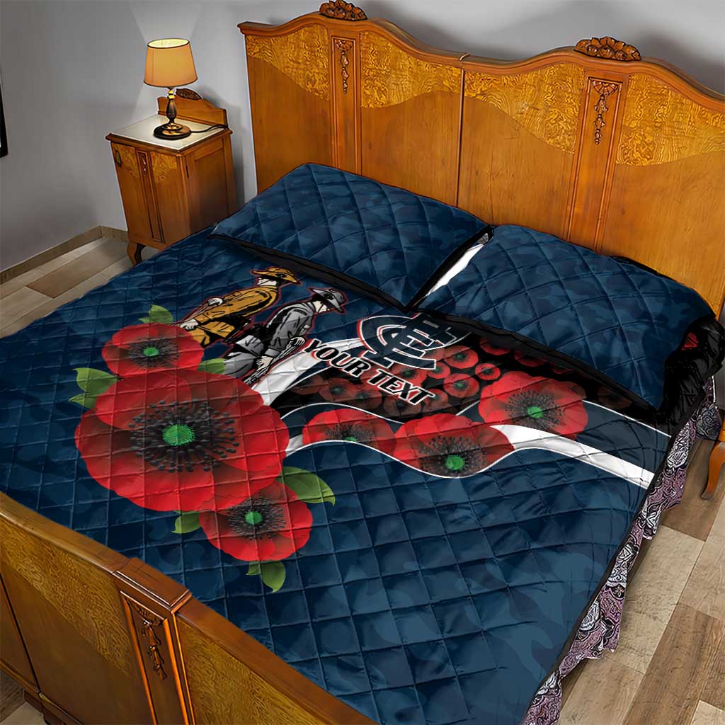 Carlton Blues ANZAC Personalised Quilt Bed Set Lest We Forget Poppy Camo