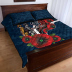 Carlton Blues ANZAC Personalised Quilt Bed Set Lest We Forget Poppy Camo