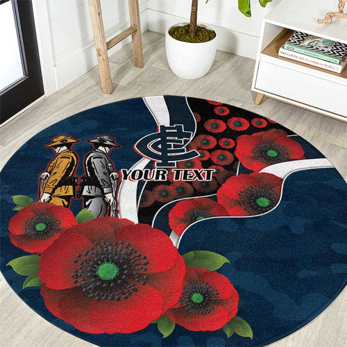 Carlton Blues ANZAC Personalised Round Carpet Lest We Forget Poppy Camo