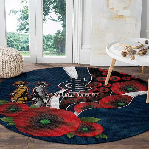 Carlton Blues ANZAC Personalised Round Carpet Lest We Forget Poppy Camo