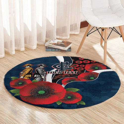 Carlton Blues ANZAC Personalised Round Carpet Lest We Forget Poppy Camo