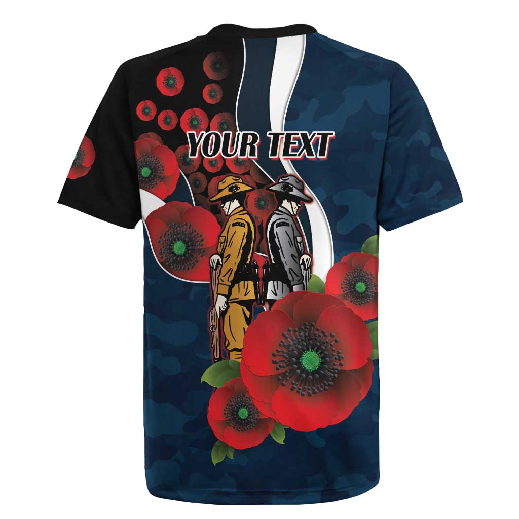 Carlton Blues ANZAC Personalised Rugby Jersey Lest We Forget Poppy Camo