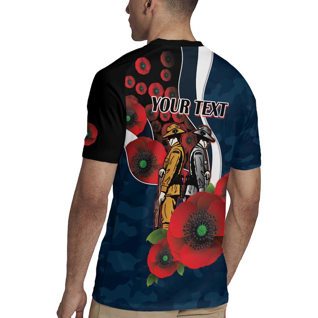 Carlton Blues ANZAC Personalised Rugby Jersey Lest We Forget Poppy Camo