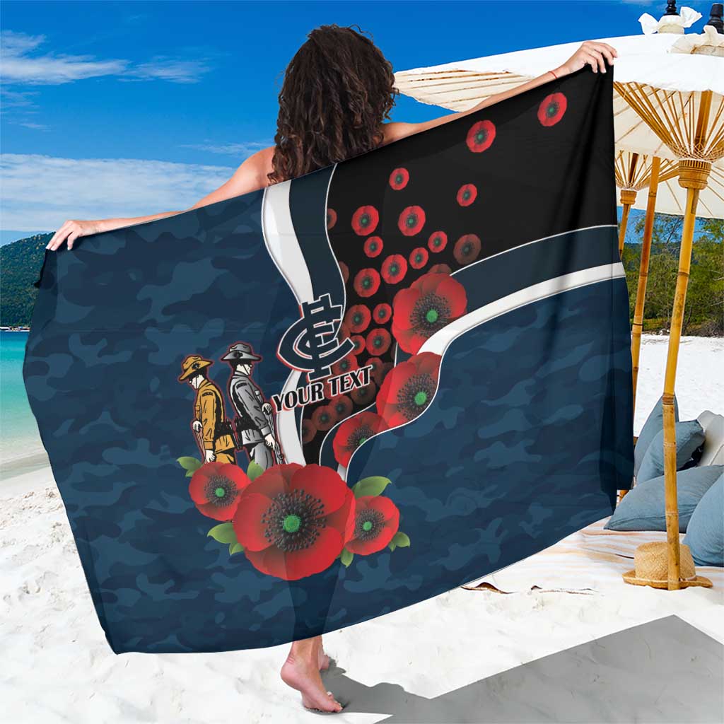 Carlton Blues ANZAC Personalised Sarong Lest We Forget Poppy Camo