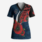 Carlton Blues ANZAC Personalised Scrub Top Lest We Forget Poppy Camo