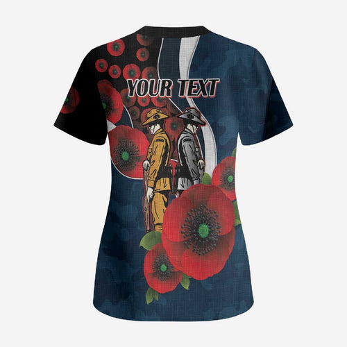 Carlton Blues ANZAC Personalised Scrub Top Lest We Forget Poppy Camo