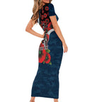 Carlton Blues ANZAC Personalised Short Sleeve Bodycon Dress Lest We Forget Poppy Camo