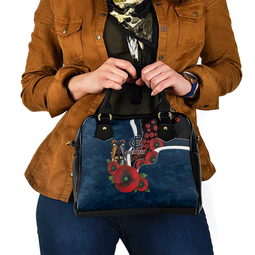 Carlton Blues ANZAC Personalised Shoulder Handbag Lest We Forget Poppy Camo