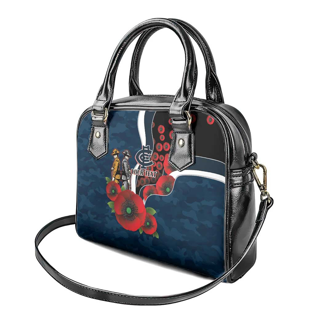 Carlton Blues ANZAC Personalised Shoulder Handbag Lest We Forget Poppy Camo