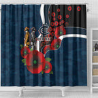Carlton Blues ANZAC Personalised Shower Curtain Lest We Forget Poppy Camo