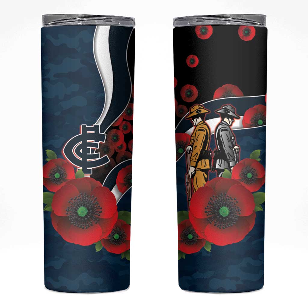 Carlton Blues ANZAC Personalised Skinny Tumbler Lest We Forget Poppy Camo