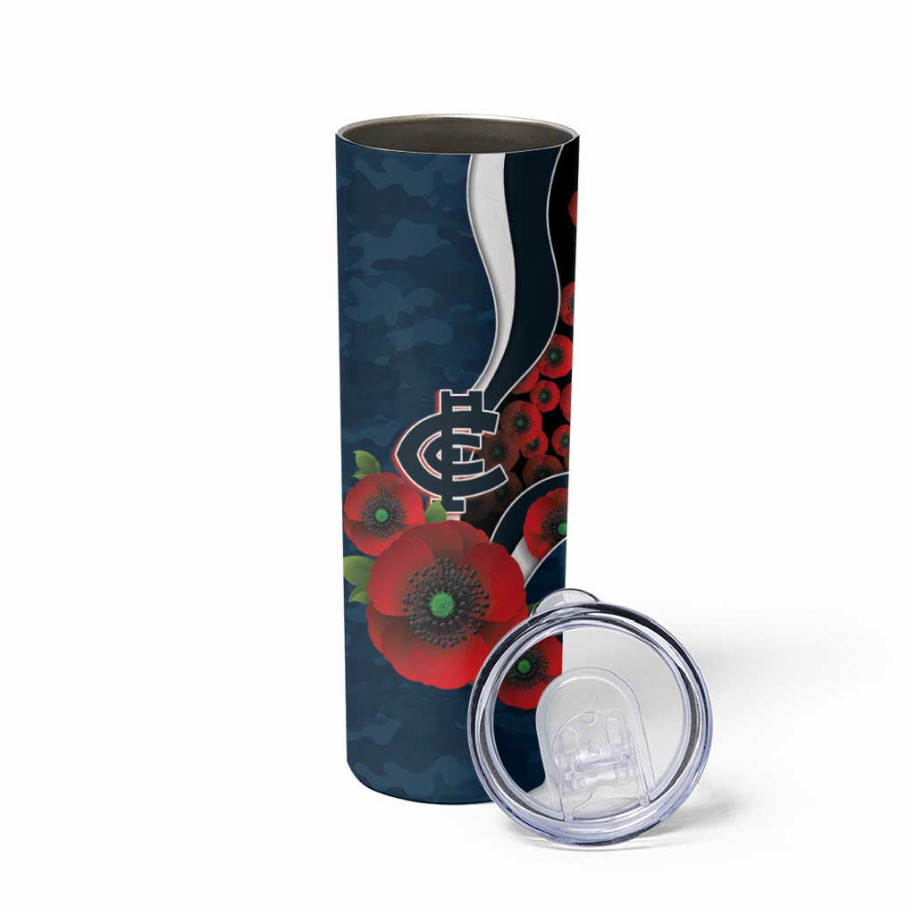 Carlton Blues ANZAC Personalised Skinny Tumbler Lest We Forget Poppy Camo