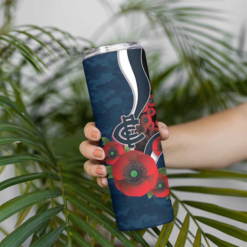 Carlton Blues ANZAC Personalised Skinny Tumbler Lest We Forget Poppy Camo