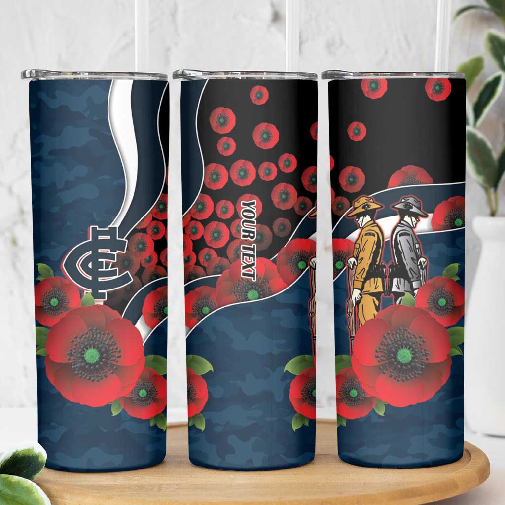 Carlton Blues ANZAC Personalised Skinny Tumbler Lest We Forget Poppy Camo