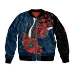 Carlton Blues ANZAC Personalised Sleeve Zip Bomber Jacket Lest We Forget Poppy Camo