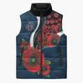 Carlton Blues ANZAC Personalised Sleeveless Puffer Jacket Lest We Forget Poppy Camo