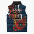 Carlton Blues ANZAC Personalised Sleeveless Puffer Jacket Lest We Forget Poppy Camo