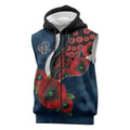 Carlton Blues ANZAC Personalised Sleeveless Zip Hoodie Lest We Forget Poppy Camo