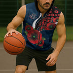Carlton Blues ANZAC Personalised Sleeveless Zip Hoodie Lest We Forget Poppy Camo