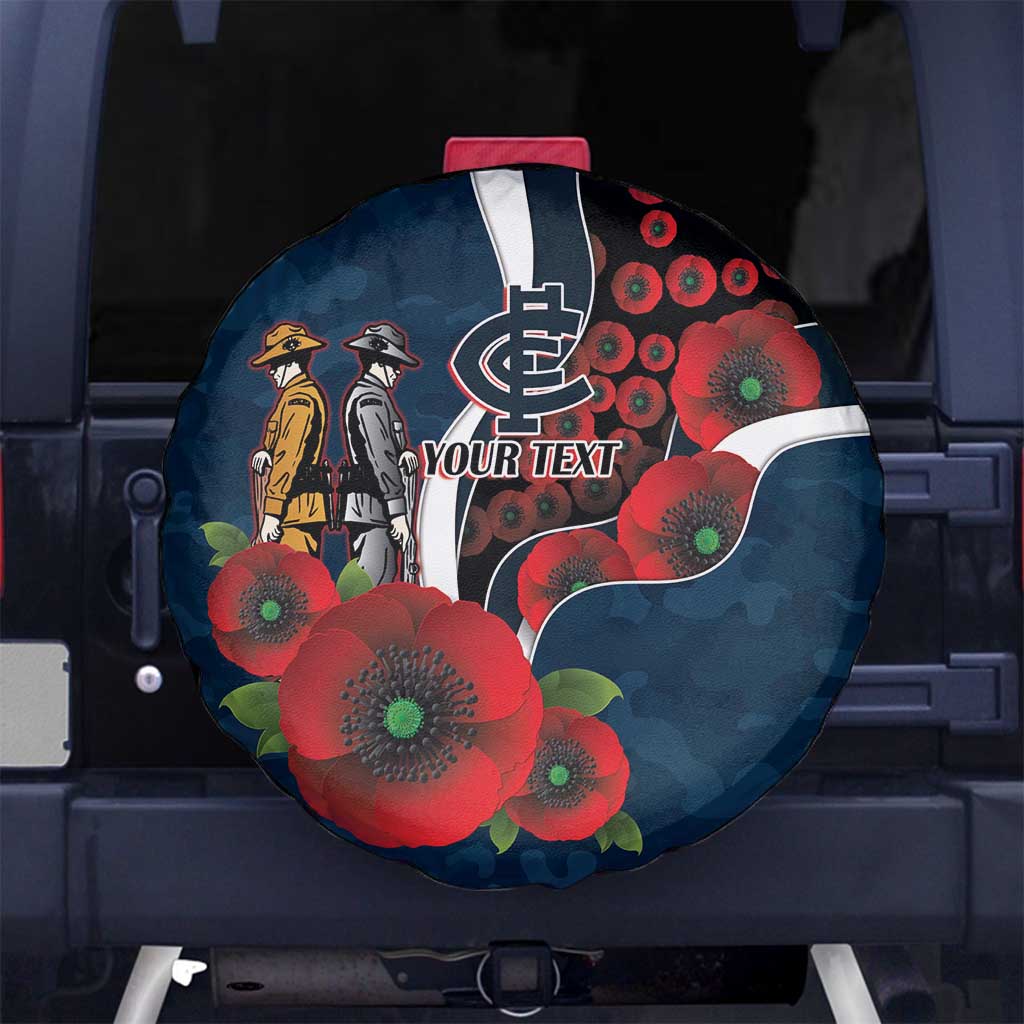 Carlton Blues ANZAC Personalised Spare Tire Cover Lest We Forget Poppy Camo