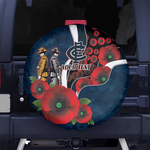 Carlton Blues ANZAC Personalised Spare Tire Cover Lest We Forget Poppy Camo