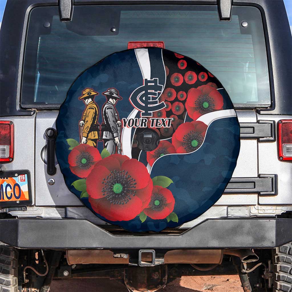 Carlton Blues ANZAC Personalised Spare Tire Cover Lest We Forget Poppy Camo