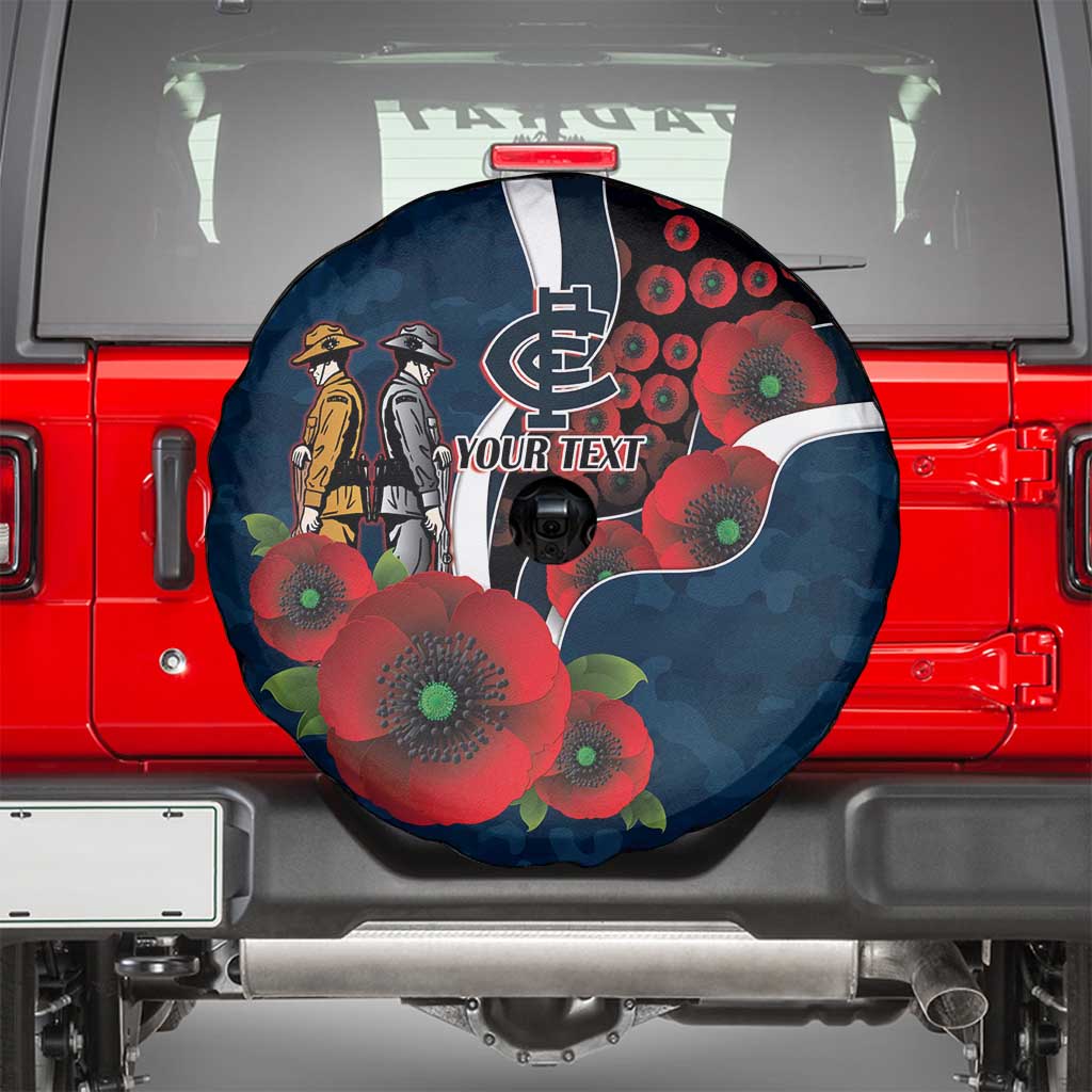 Carlton Blues ANZAC Personalised Spare Tire Cover Lest We Forget Poppy Camo