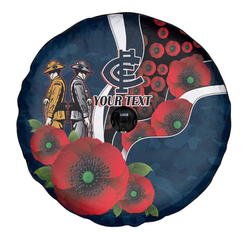 Carlton Blues ANZAC Personalised Spare Tire Cover Lest We Forget Poppy Camo
