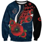 Carlton Blues ANZAC Personalised Sweatshirt Lest We Forget Poppy Camo
