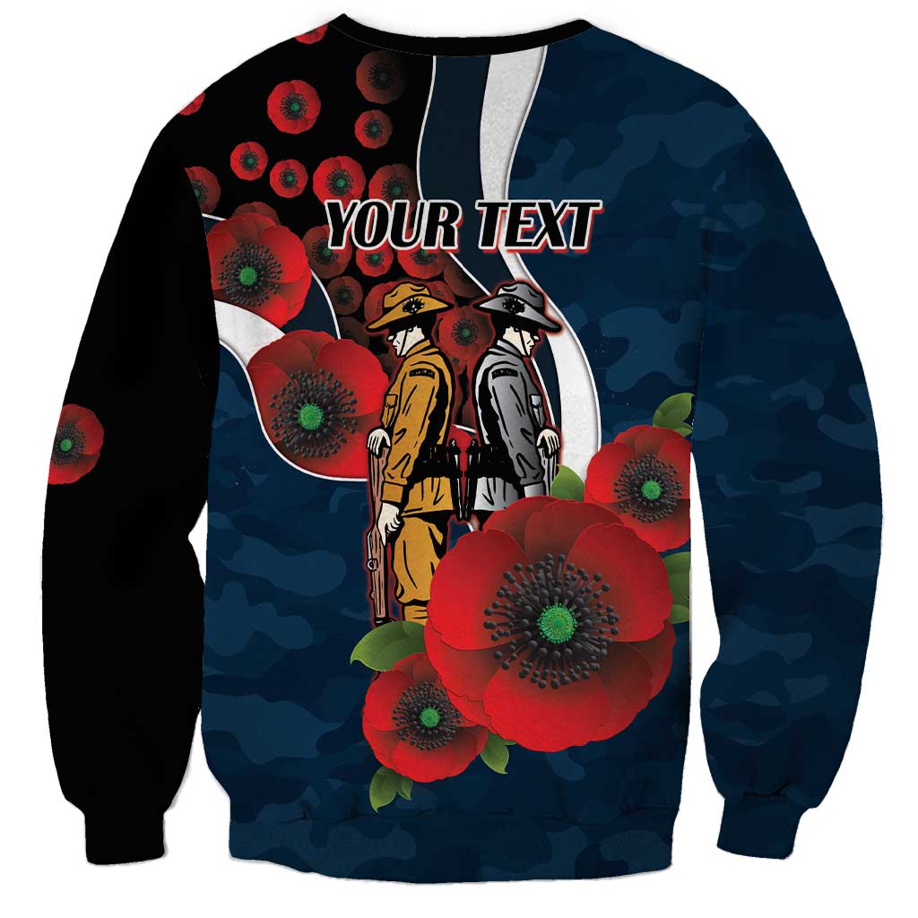 Carlton Blues ANZAC Personalised Sweatshirt Lest We Forget Poppy Camo