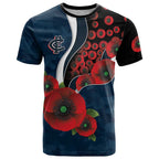 Carlton Blues ANZAC Personalised T Shirt Lest We Forget Poppy Camo