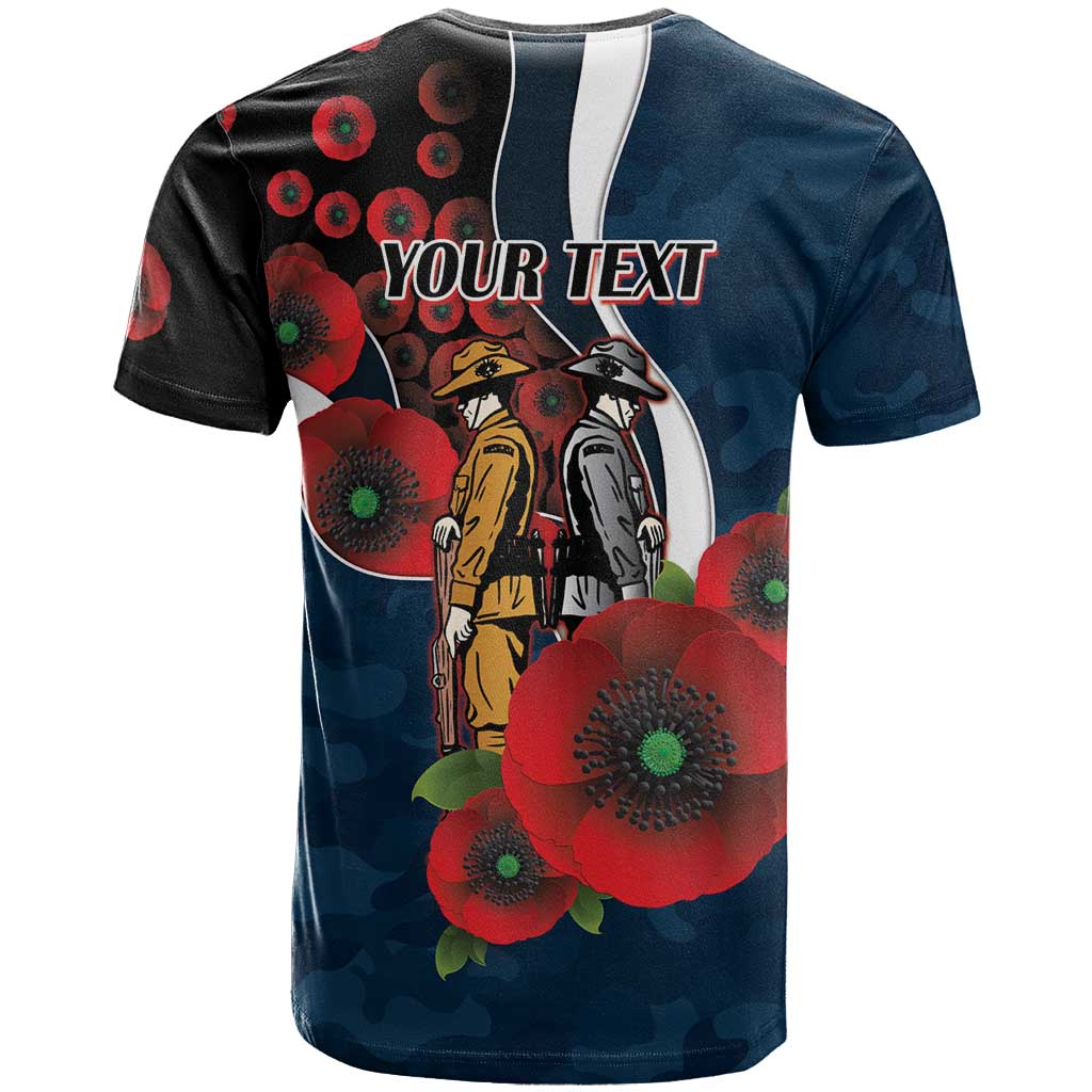 Carlton Blues ANZAC Personalised T Shirt Lest We Forget Poppy Camo