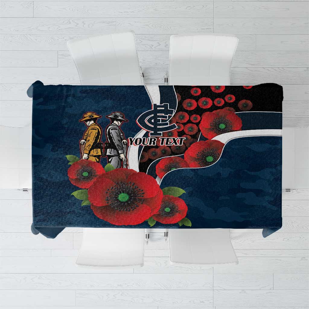 Carlton Blues ANZAC Personalised Tablecloth Lest We Forget Poppy Camo