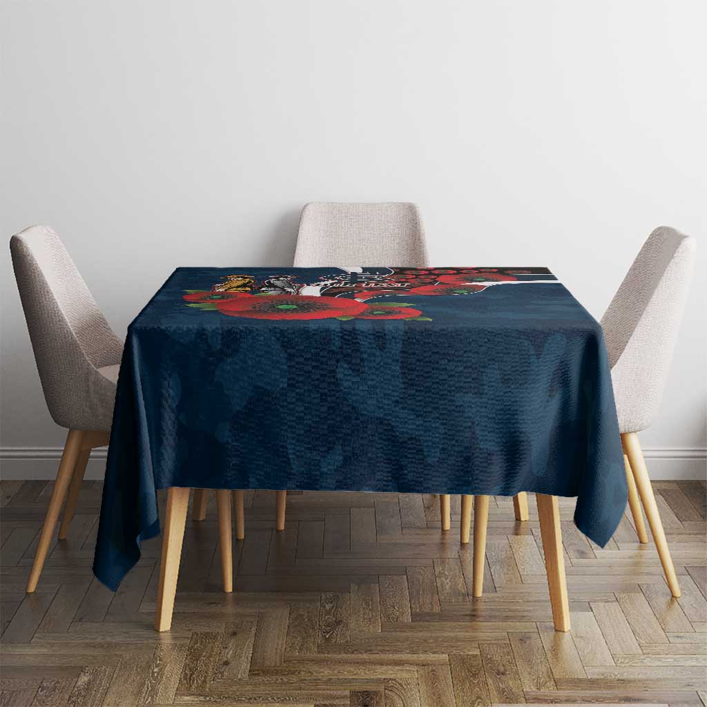 Carlton Blues ANZAC Personalised Tablecloth Lest We Forget Poppy Camo