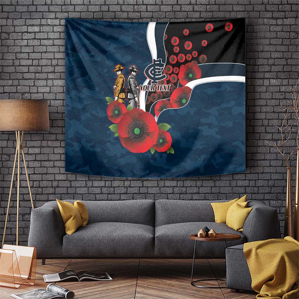 Carlton Blues ANZAC Personalised Tapestry Lest We Forget Poppy Camo