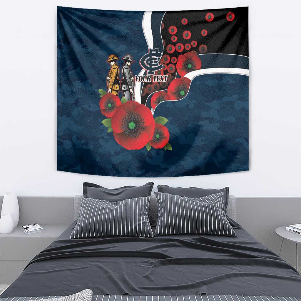 Carlton Blues ANZAC Personalised Tapestry Lest We Forget Poppy Camo