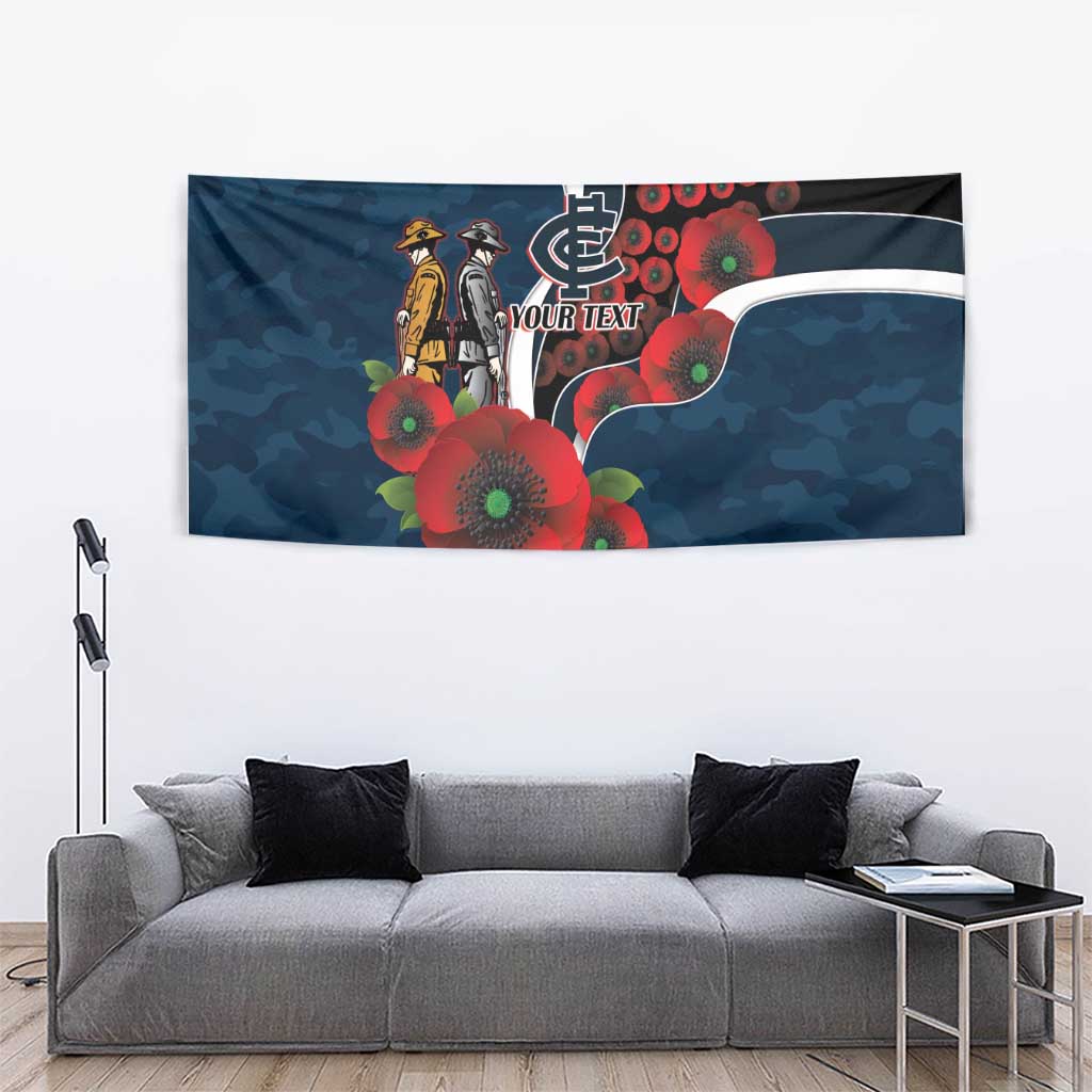 Carlton Blues ANZAC Personalised Tapestry Lest We Forget Poppy Camo