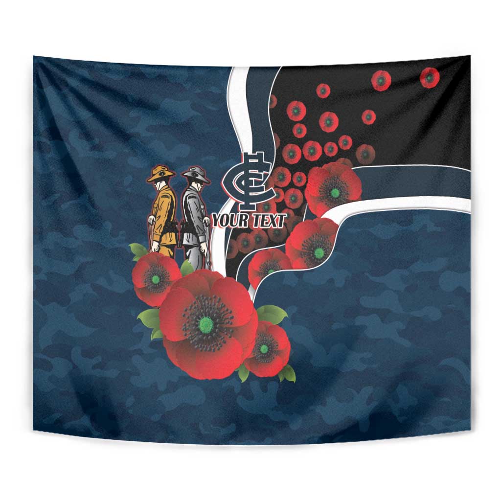 Carlton Blues ANZAC Personalised Tapestry Lest We Forget Poppy Camo