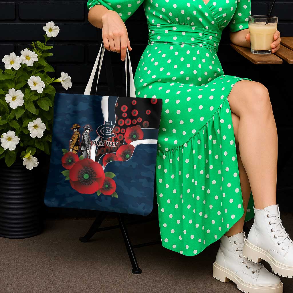 Carlton Blues ANZAC Personalised Tote Bag Lest We Forget Poppy Camo