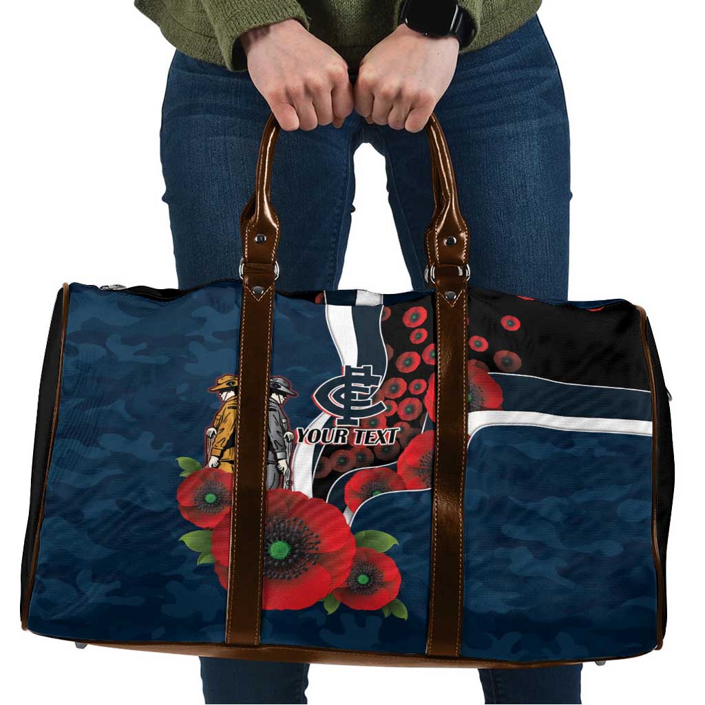Carlton Blues ANZAC Personalised Travel Bag Lest We Forget Poppy Camo