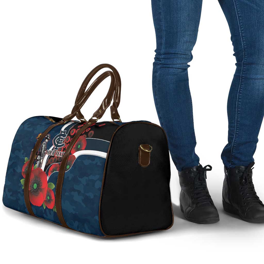 Carlton Blues ANZAC Personalised Travel Bag Lest We Forget Poppy Camo